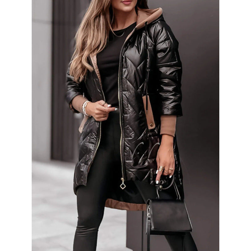 Damen Lässige Steppjacke mit Kapuze und großen Taschen Krohn-e