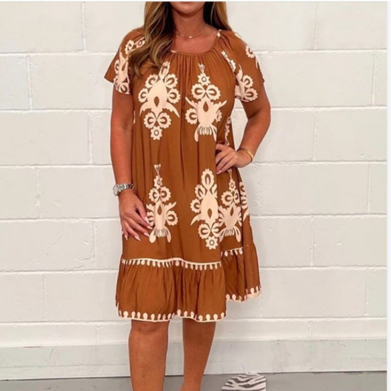 Fudus Elegantes Blumen Kurzarmkleid für den Sommer