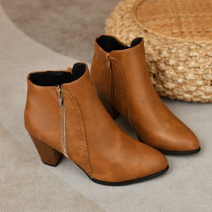 Damen modische Stiefeletten mit elegantem Reißverschluss Krohn-e