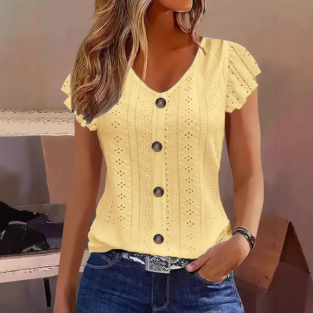 Damen Bluse mit Rüschendetails und Knopfverschluss Krohn-e