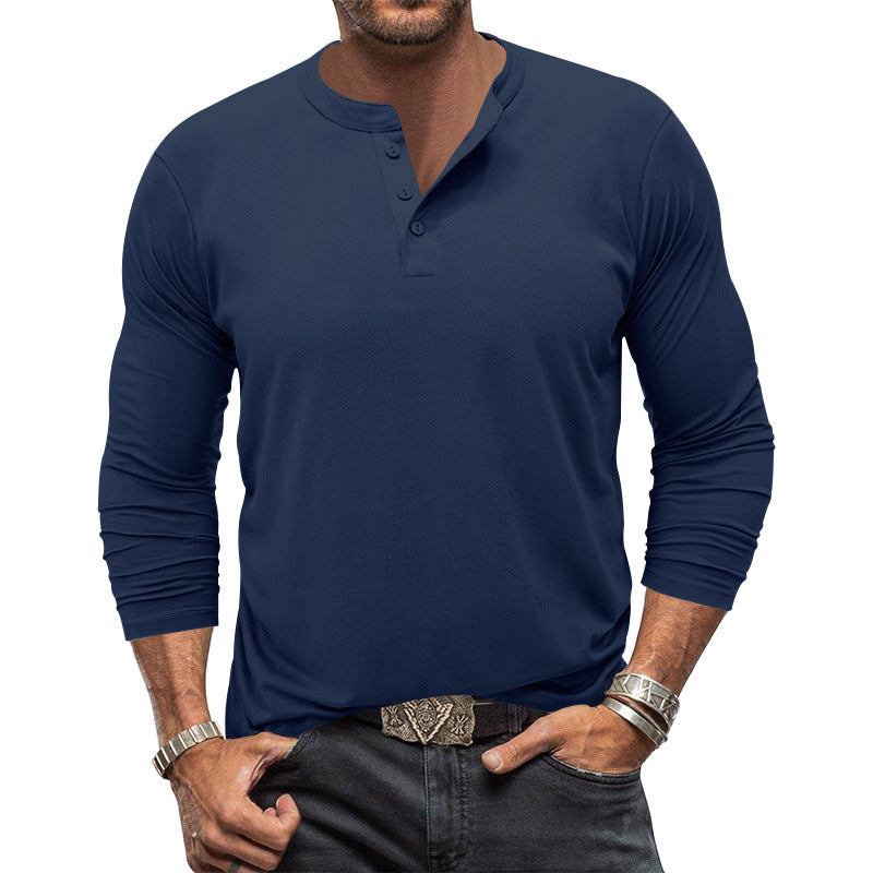 Herren Langarm T-Shirt mit Knopfleiste Krohn-e