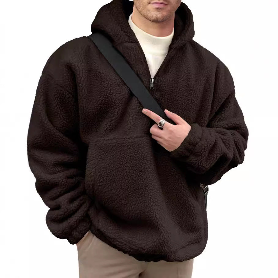 Herren kuscheliger Fleece-Pullover mit halbem Reißverschluss Krohn-e