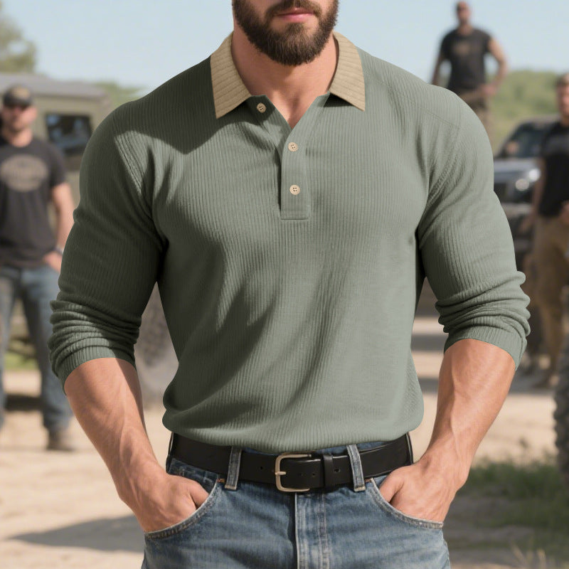 Herren langärmliges Poloshirt mit strukturiertem Design und klassischem Kragen Krohn-e