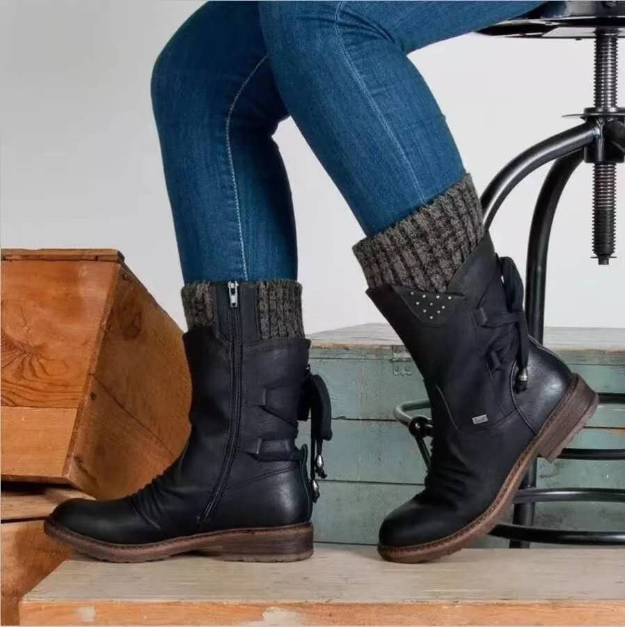 Damen modische Stiefeletten mit stylischen Details und praktischem Reißverschluss Krohn-e