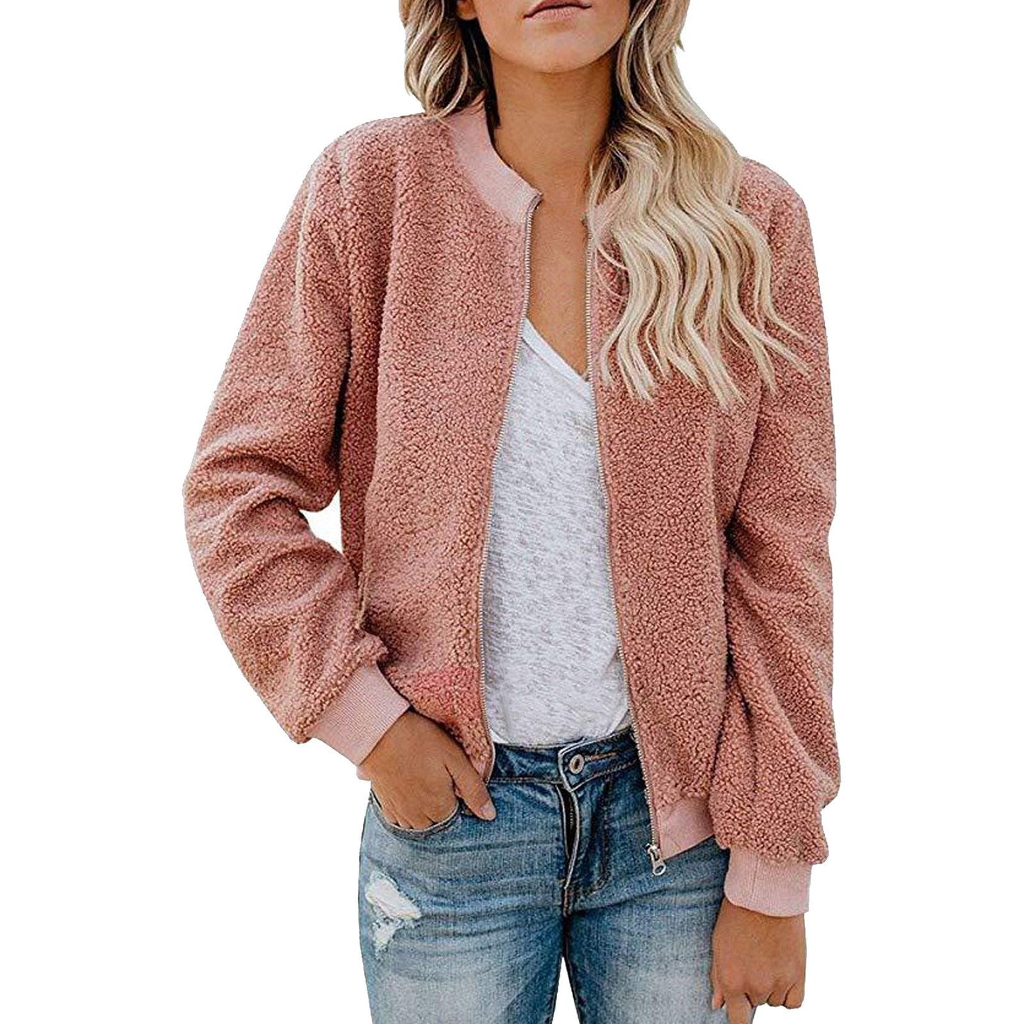 Damen Fleece Bomberjacke mit Stehkragen Krohn-e