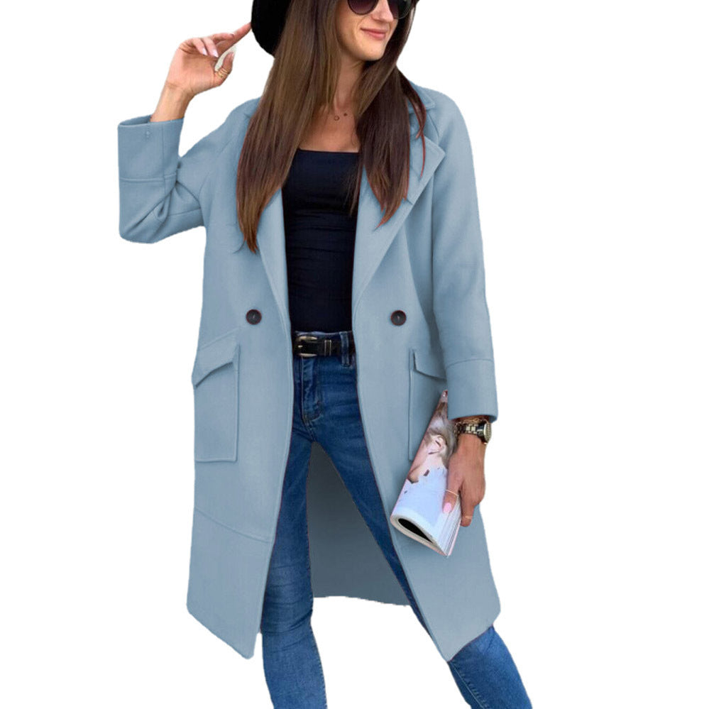 Damen lässiger Oversized-Mantel mit modernen Taschen und elegantem Revers Krohn-e