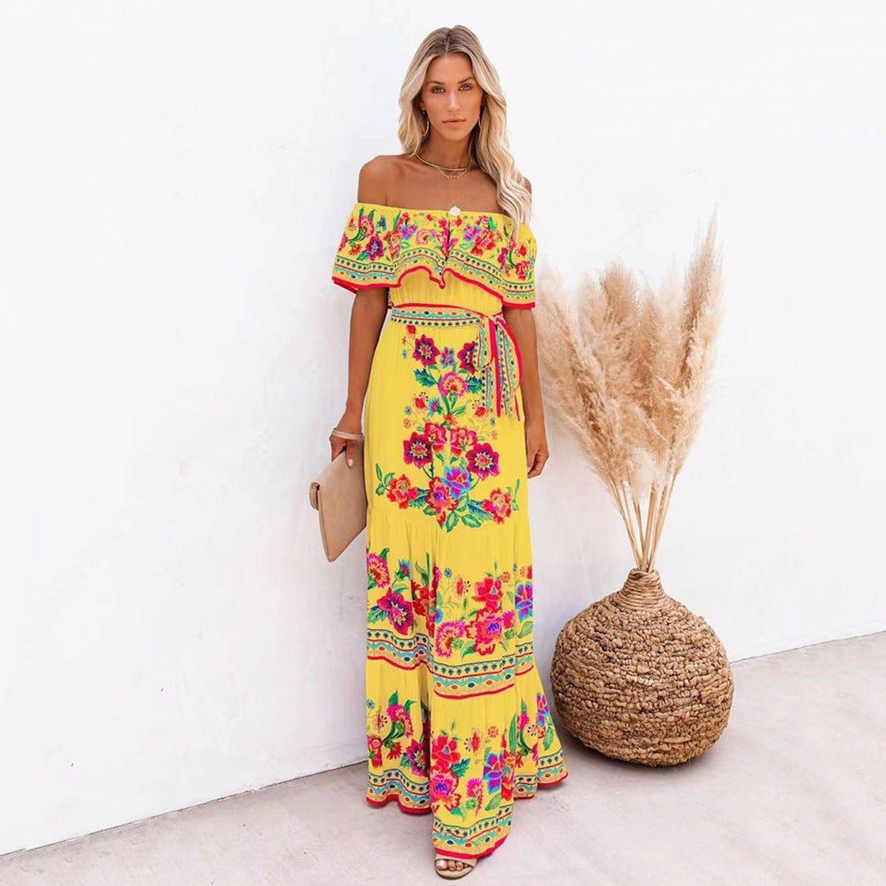 Elegantes Maxikleid von Fudus mit schönem Druck und fließendem Stoff