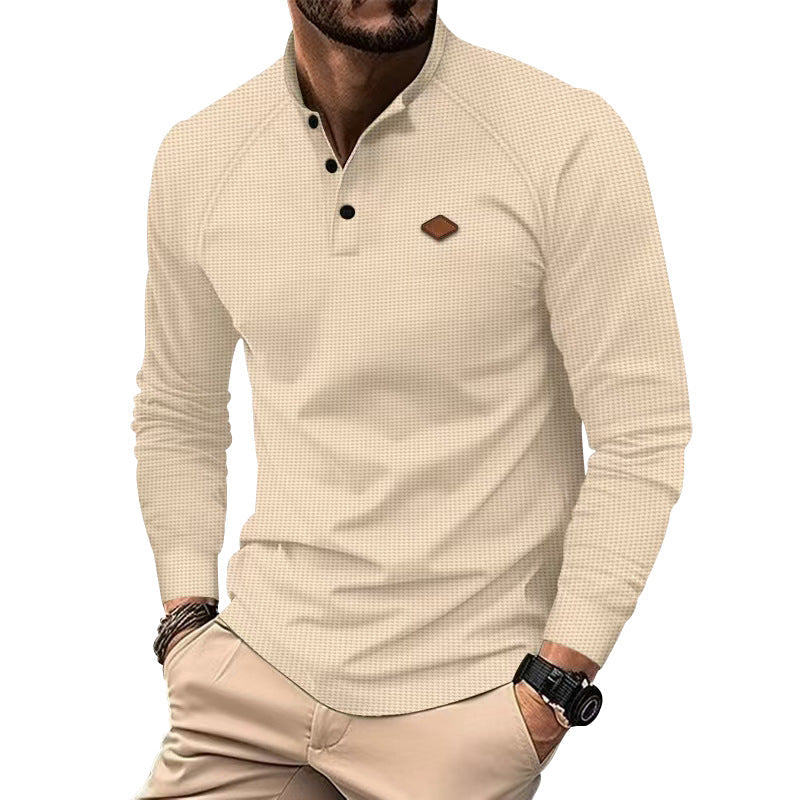 Herren Langarm-Henley-Shirt mit strukturierter Oberfläche und modischen Knopfdetails Krohn-e