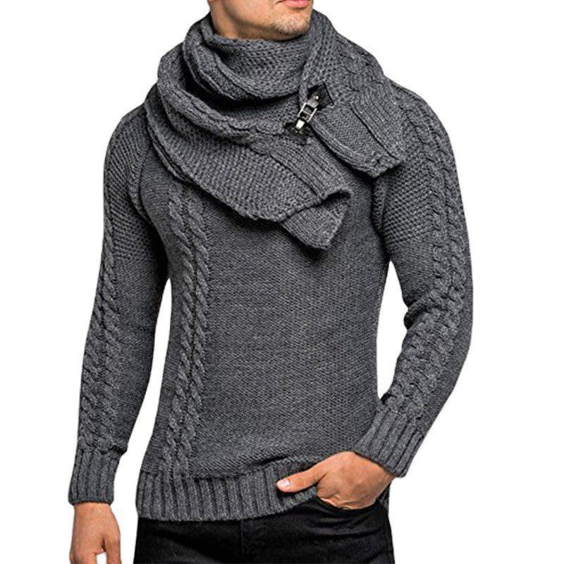 Herren Strickpullover mit integriertem Schal Krohn-e