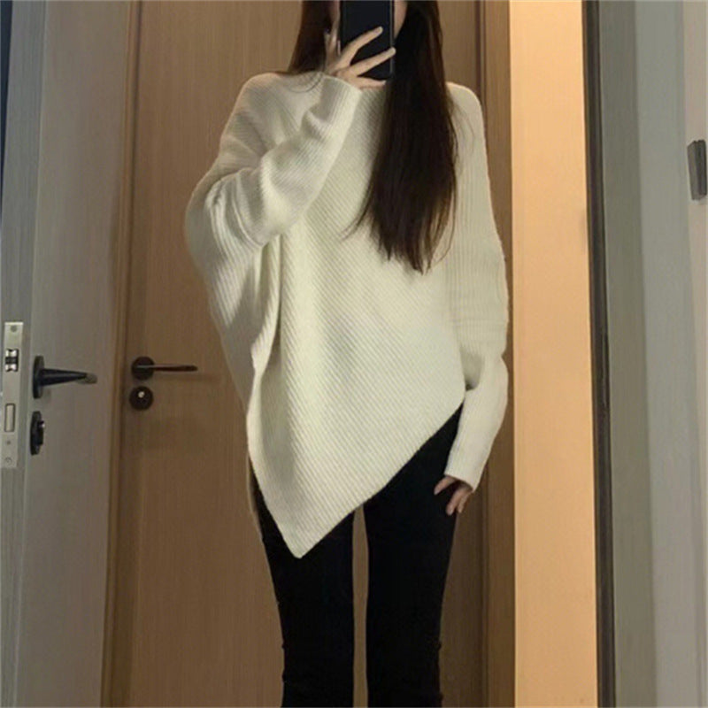 Damen asymmetrischer Strickpullover im lässigen Oversized-Design Krohn-e