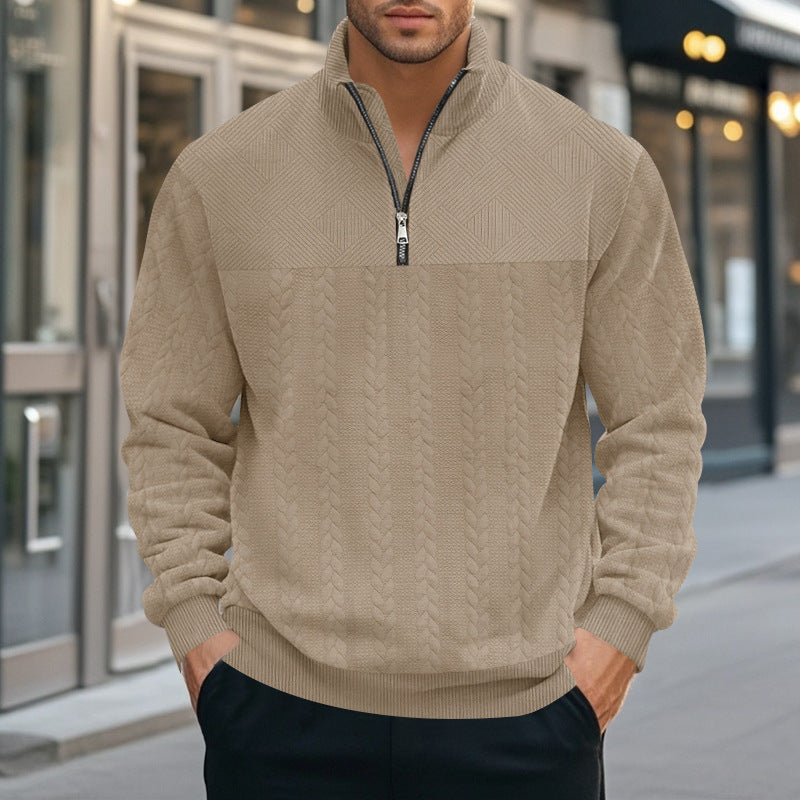 Herren Strickpullover mit modernem Stehkragen und Reißverschluss Krohn-e