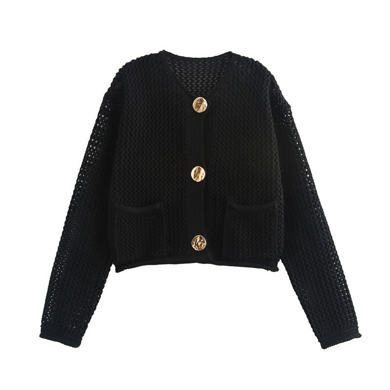 Damen Modische Strickjacke mit dekorativem Häkelmuster Krohn-e