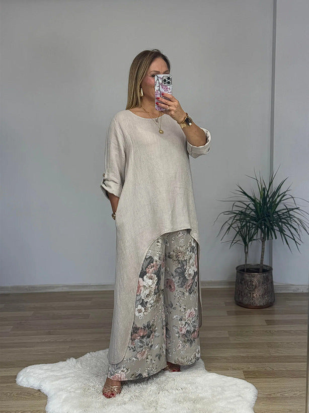 Damen Relaxed Fit Leinen Tunika Top Krohn-e