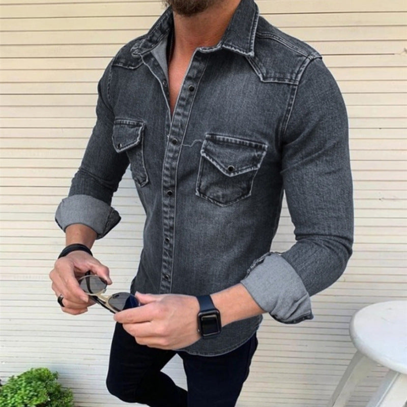 Herren Denim Hemd mit modernem Schnitt und praktischen Brusttaschen Krohn-e