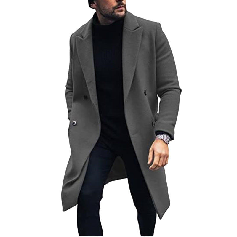 Herren moderner Langmantel mit doppelter Knopfreihe und elegantem Revers Krohn-e