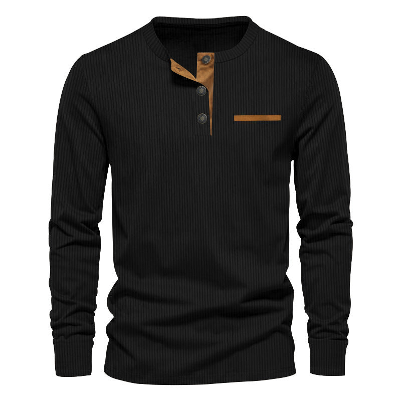 Herren Langarmshirt mit strukturiertem Design und praktischen Knopfdetails Krohn-e