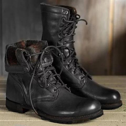 KROHN-E Damen Schnürstiefel Robust Sohle Verstellbare Schnürung Klassisch