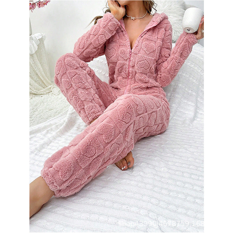 Damen Gemütlicher Fleece-Overall mit Kapuze Krohn-e