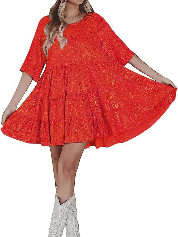 Damen funkelndes.Blusenkleid mit lockerer Passform Krohn-e