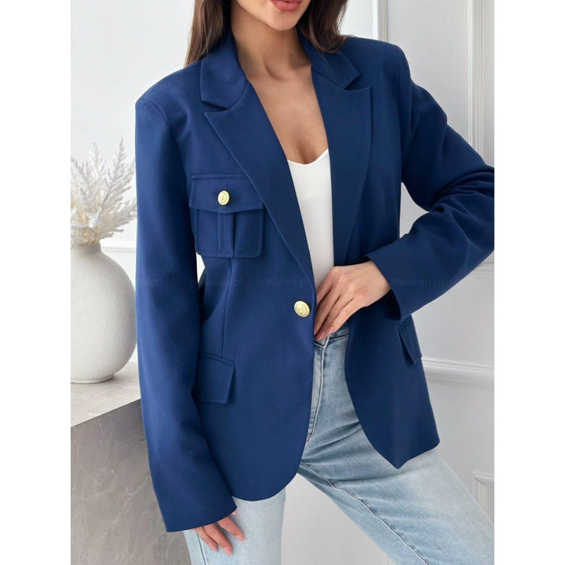 Damen klassische doppelt-knöpfte taillierte Blazer mit Taschen-Detail Krohn-e
