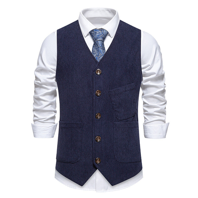 Herren elegante Cordweste mit praktischen Taschen und fein strukturiertem Design Krohn-e