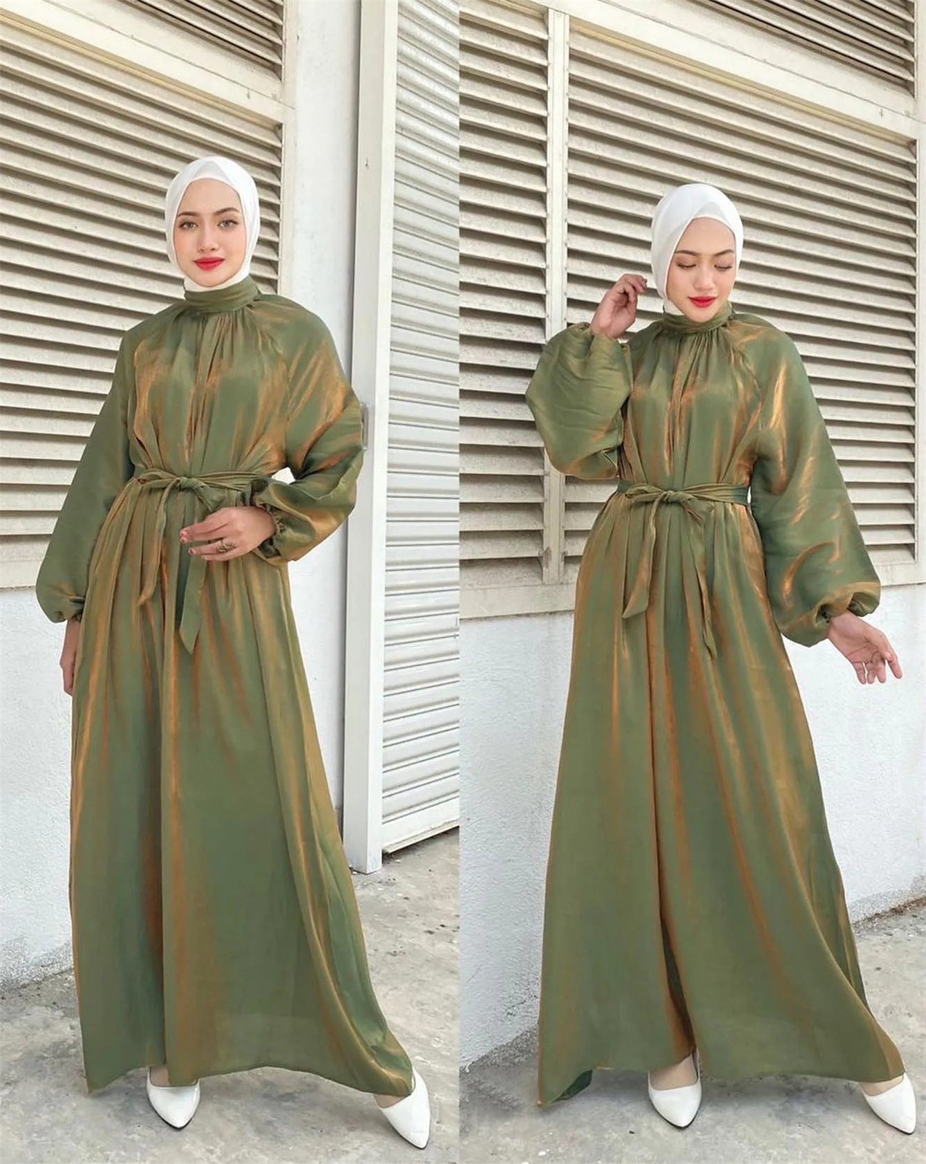 Damen Elegantes Langarmkleid mit Taillengürtel Krohn-e