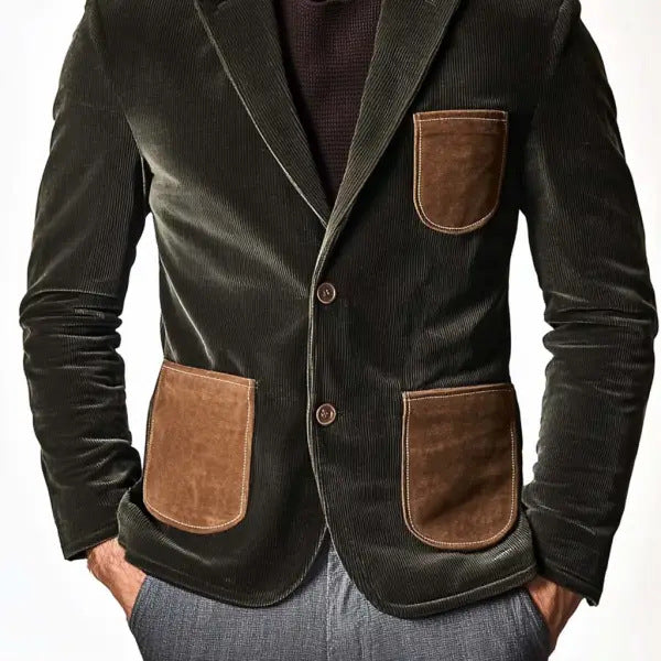 Herren elegante Cordjacke mit applikationen Krohn-e