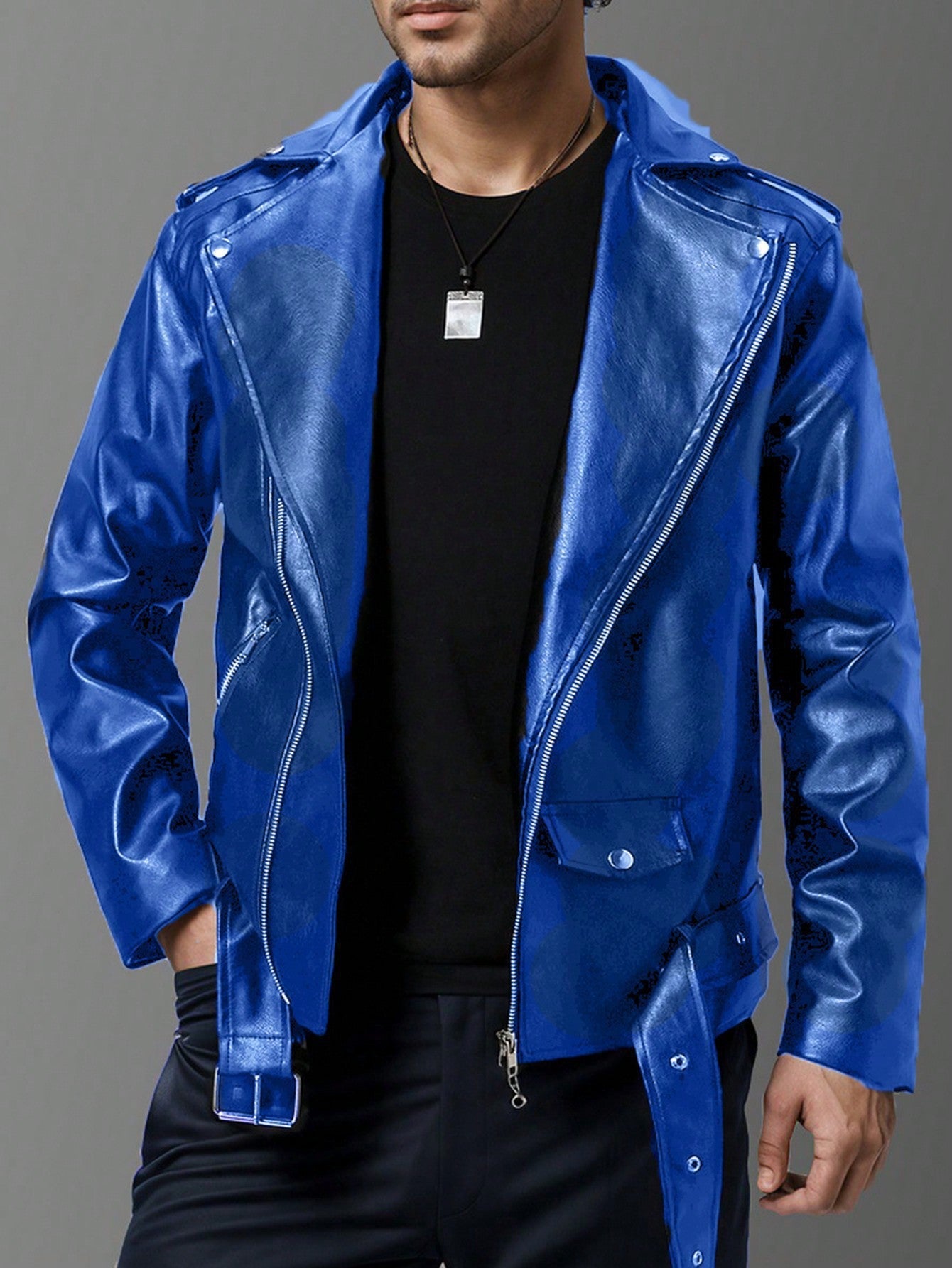 Herren stilvolle Bikerjacke aus hochwertigem Echt Krohn-e