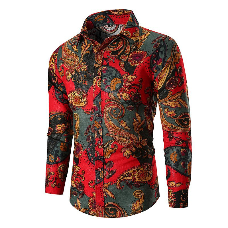 Herren Langarmhemd mit extravaganten Paisleymuster und feiner Baumwollqualität Krohn-e