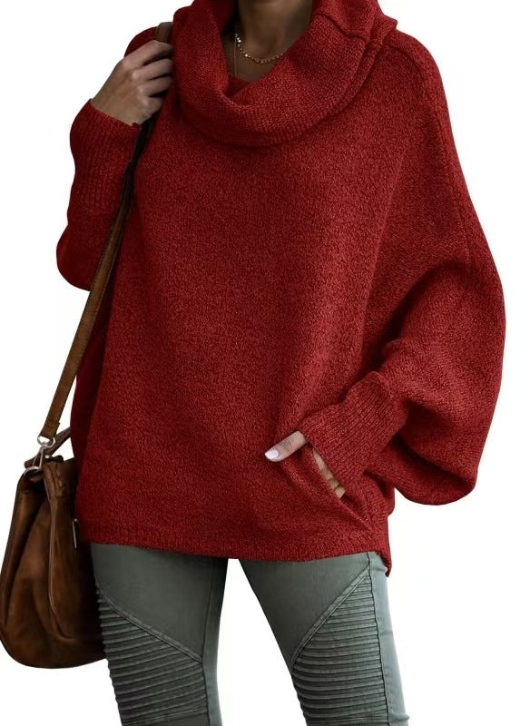 Damen lässiger Strickpullover mit weichem Stehkragen und weit geschnittenen Ärmeln Krohn-e