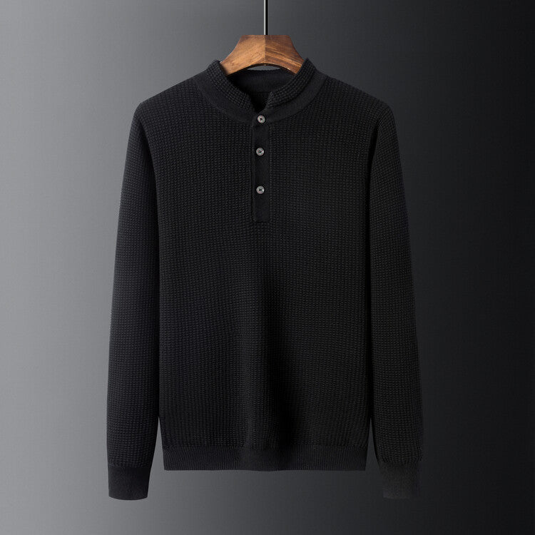 Herren Strukturierter Langarm-Pullover mit Knopfleiste Krohn-e