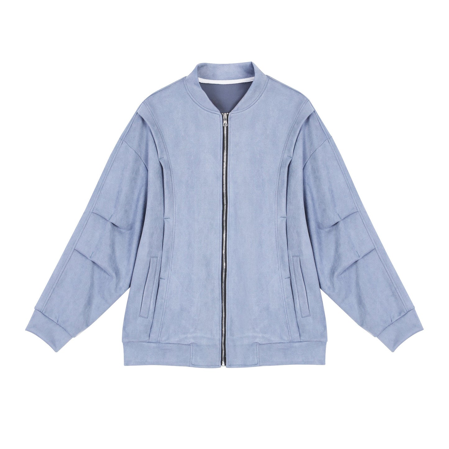 Damen stylische Oversize-Jacke aus weichem Kunstleder mit praktischen Taschen und durchgehendem Reißverschluss Krohn-e