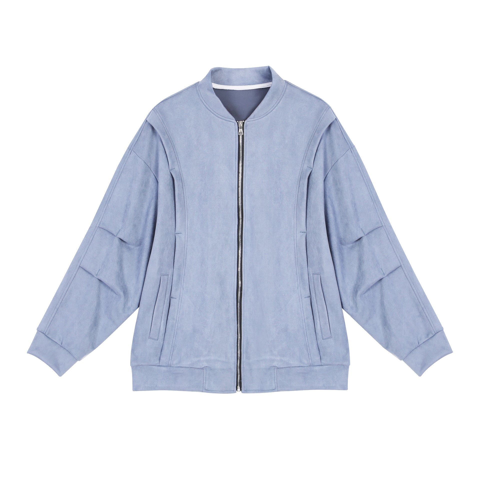 Damen stylische Oversize-Jacke aus weichem Kunstleder mit praktischen Taschen und durchgehendem Reißverschluss Krohn-e