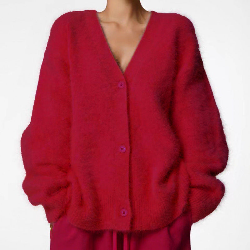 Damen Flauschiger Oversized Cardigan Krohn-e