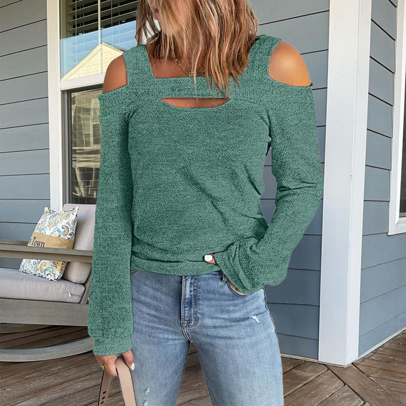 Damen modisches Longsleeve-Top mit Cut-Out-Details und Schulterfreiem Design Krohn-e