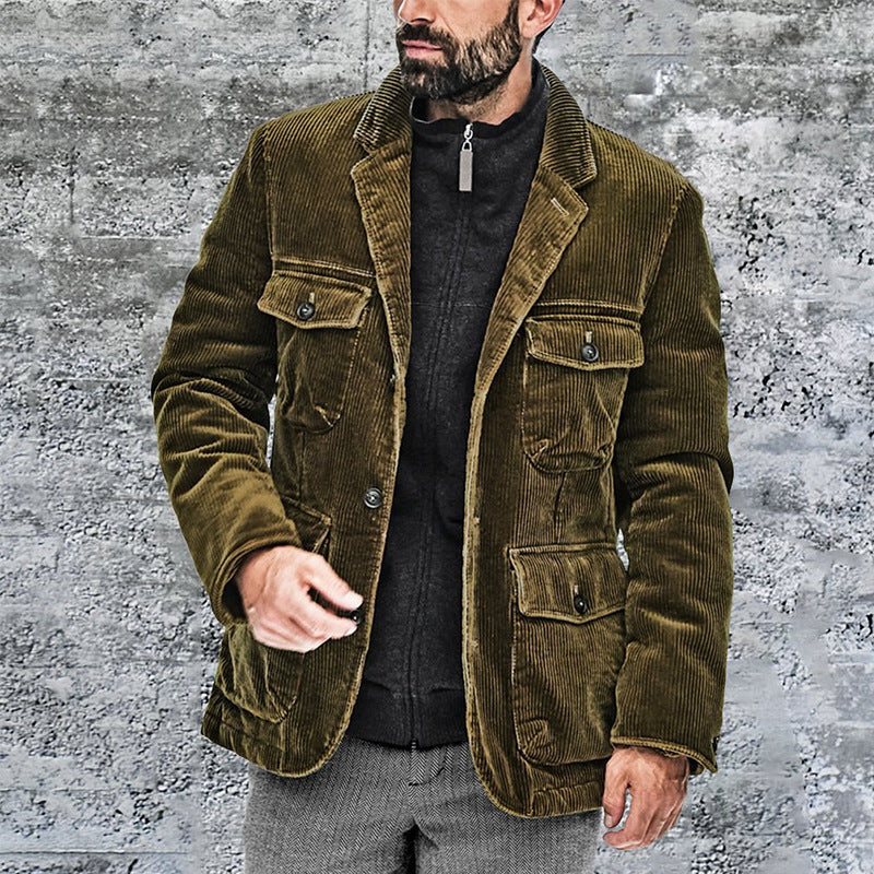 Herren Cordjacke mit praktischen aufgesetzten Taschen und modernem Schnitt Krohn-e