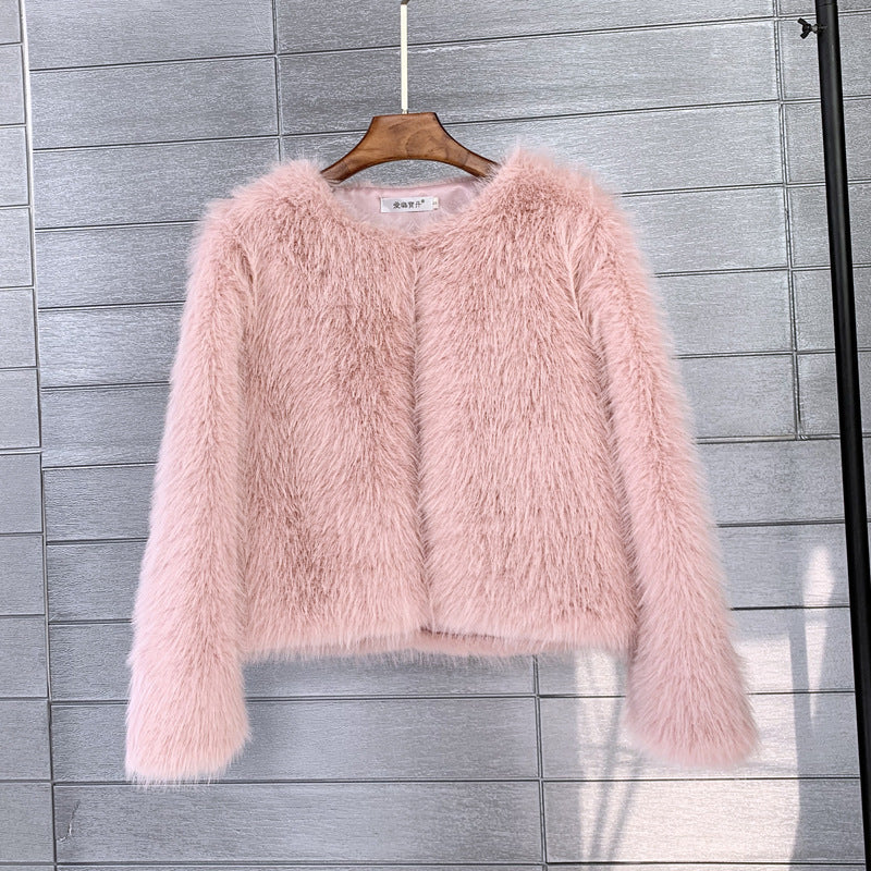 Damen Flauschige Kurzjacke aus hochwertigem Kunstfell mit eleganten Ärmeln Krohn-e
