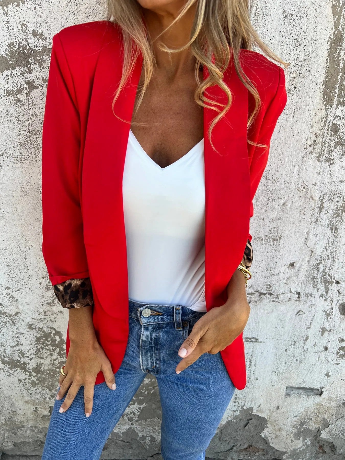 Damen Eleganter Blazer mit animalischem Muster an den Ärmeln Krohn-e