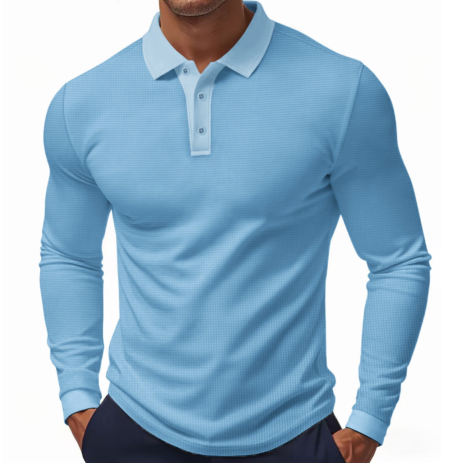 Herren Langarm-Polohemd im strukturierten Design mit modernem Schnitt Krohn-e