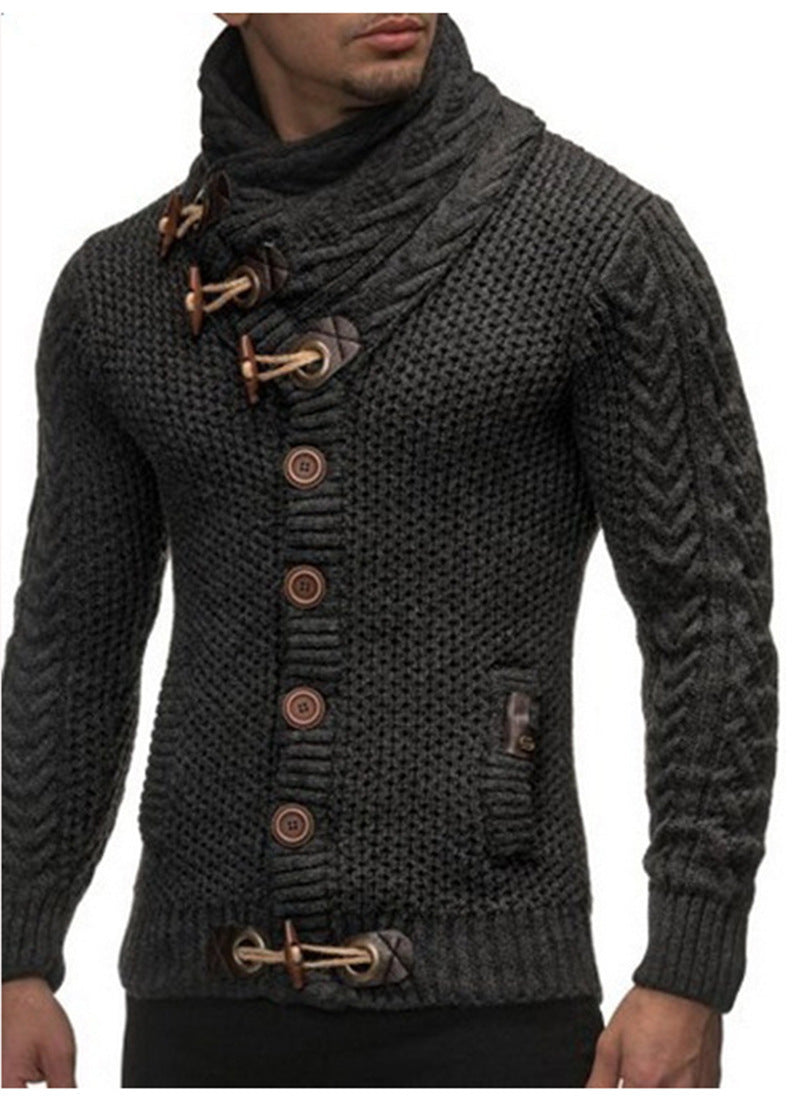 Herren Strickjacke mit asymmetrischem Kragen und einzigartigem Knopfdesign Krohn-e