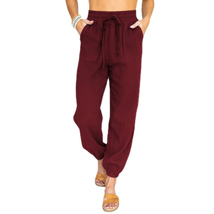 Damen luftige Freizeithose mit elastischem Bund und seitlichen Taschen Krohn-e