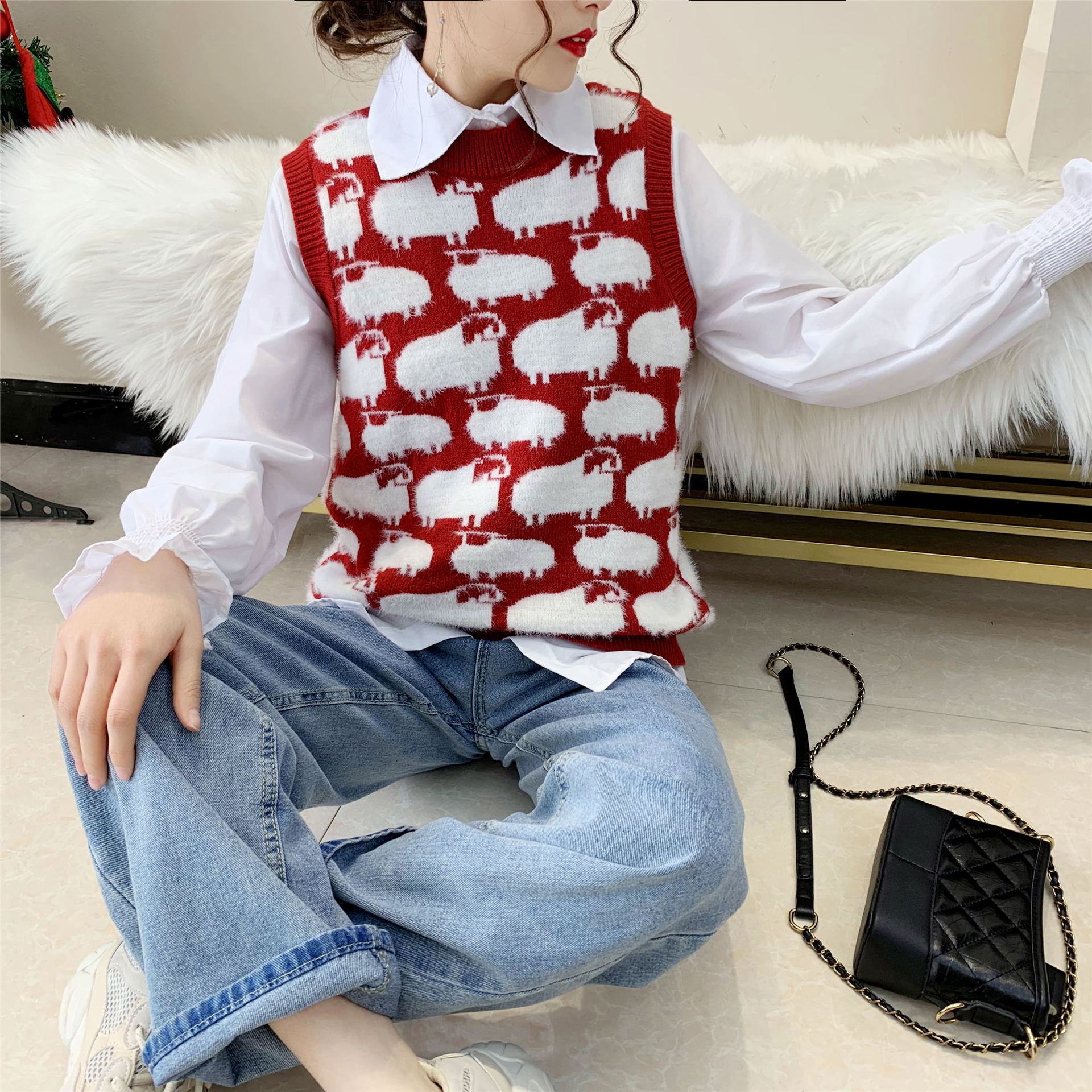 Damen Strickpullover mit verspieltem Tiermotiv und lässigem Schnitt Krohn-e