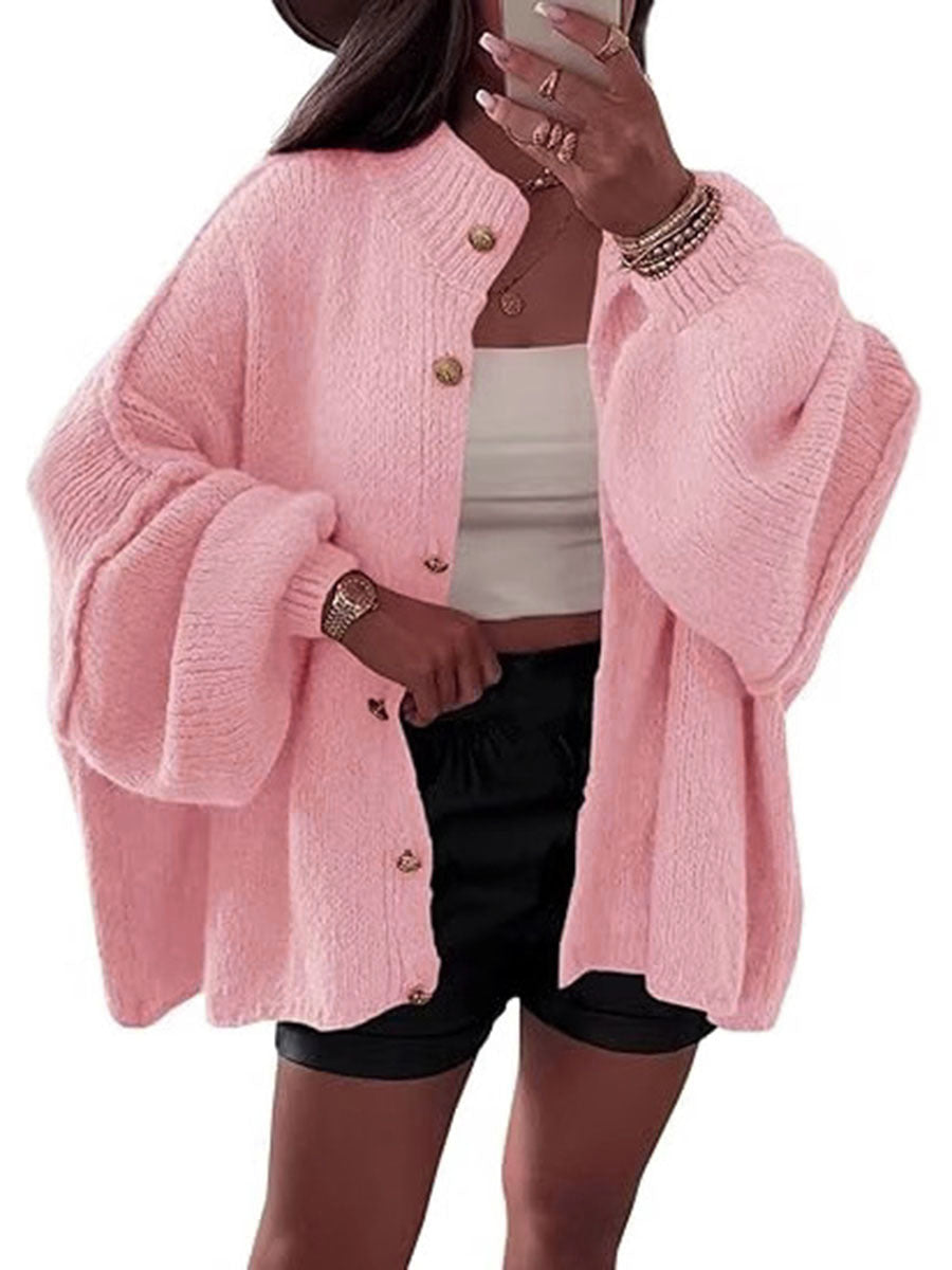 Damen Flauschige Strickjacke mit überschnittenen Schultern Krohn-e