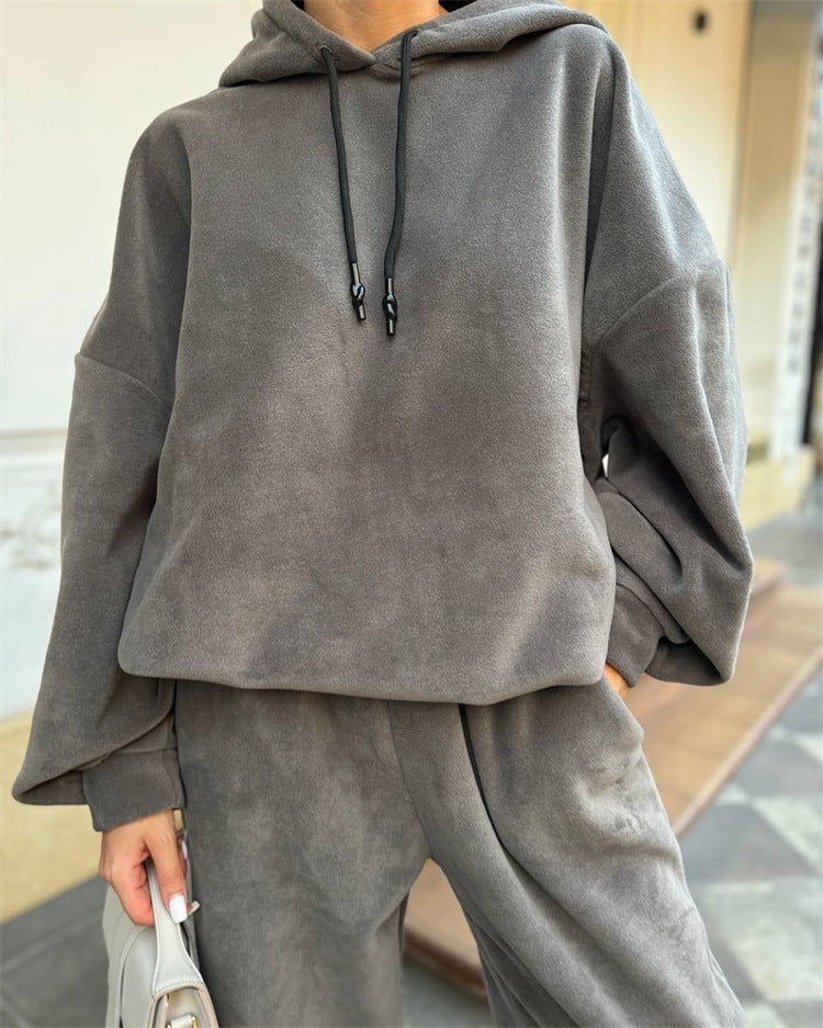 Krohn-e | Crew Polar Fleece Kapuzenpullover und Jogginghose Zweiteiliges Satz