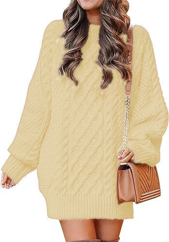 Damen Großer Strickpullover mit Zopfmuster und lässigem Schnitt Krohn-e