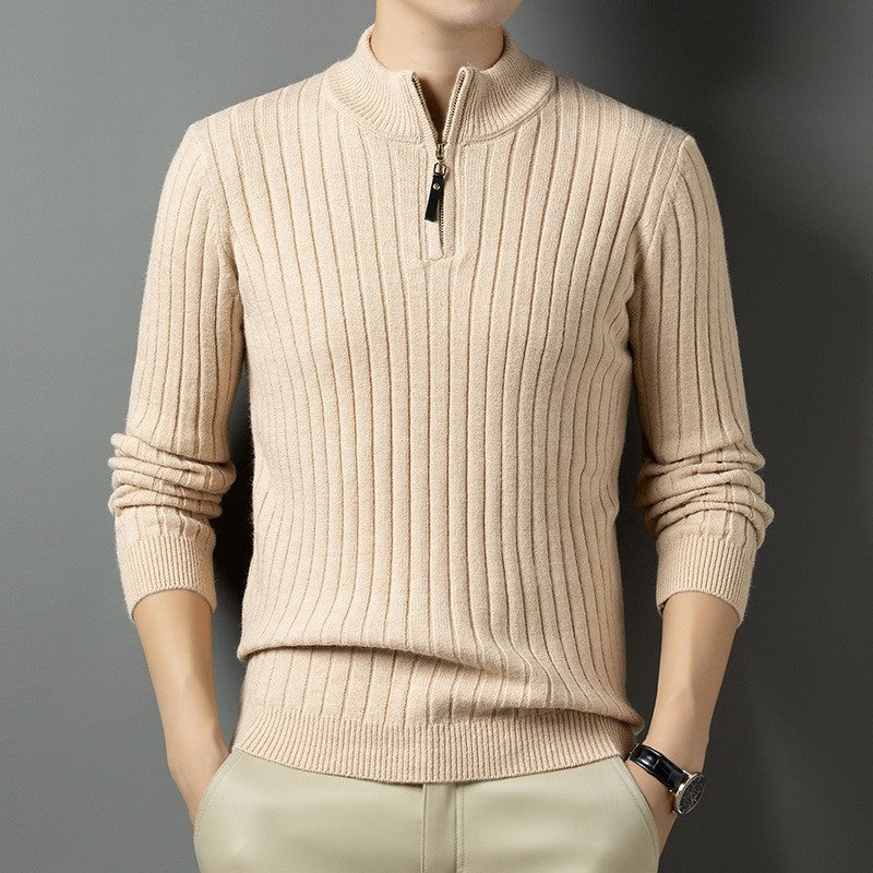 Herren Strickpullover mit modernem Stehkragen im Rippdesign Krohn-e
