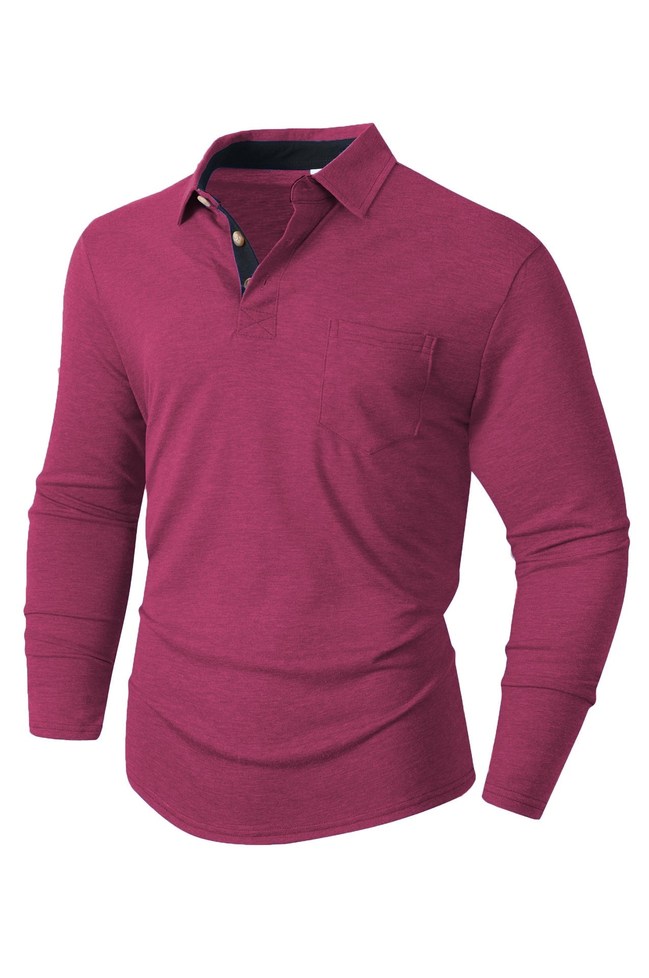 Herren elegantes Langarm Poloshirt mit modernem Kragen und leichtem Stretch Krohn-e