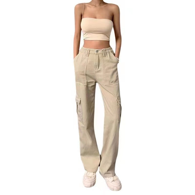 Damen Cargo-Hose mit praktischen Seitentaschen und weitem Schnitt Krohn-e