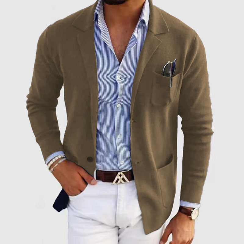 Herren elegante Strickjacke mit dezentem Design und praktischen Taschen Krohn-e