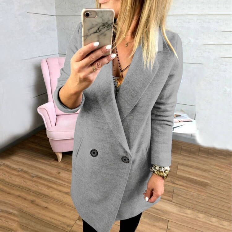 Damen Überlanger, taillierter Mantel mit elegantem Revers und praktischen Taschen Krohn-e